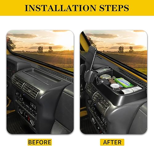 Miniatura 9 de Hoolcar Soporte de radio multifuncional Walkie Talkie para teléfono celular 1997-2006 Jeep Wrangler TJ accesorios, negro