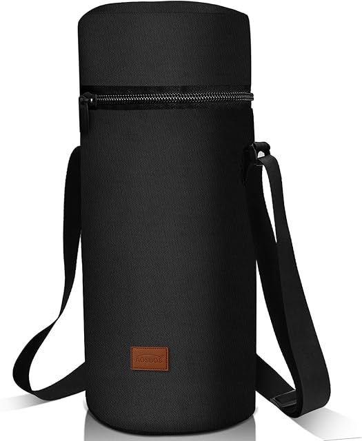 Aosbos 2 Bottle Wine Cooler Bag, Leak-proof Wine Bottle Cooler, Insulated Bottle Bag with Shoulder Strap, Portable Bottle Carrier for Travel Picnic, Padded Bottle Gift Bag for Wine Lover, Black