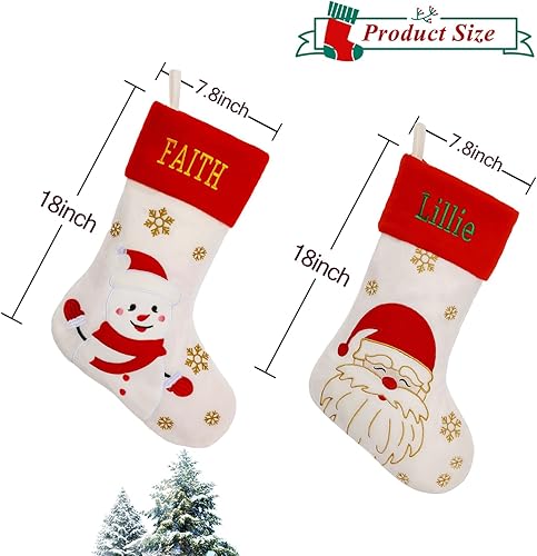 Miniatura 5 de Calcetines de Navidad personalizados, calcetines de Navidad bordados personalizados, calcetines de Navidad grandes de terciopelo de 18 pulgadas,
