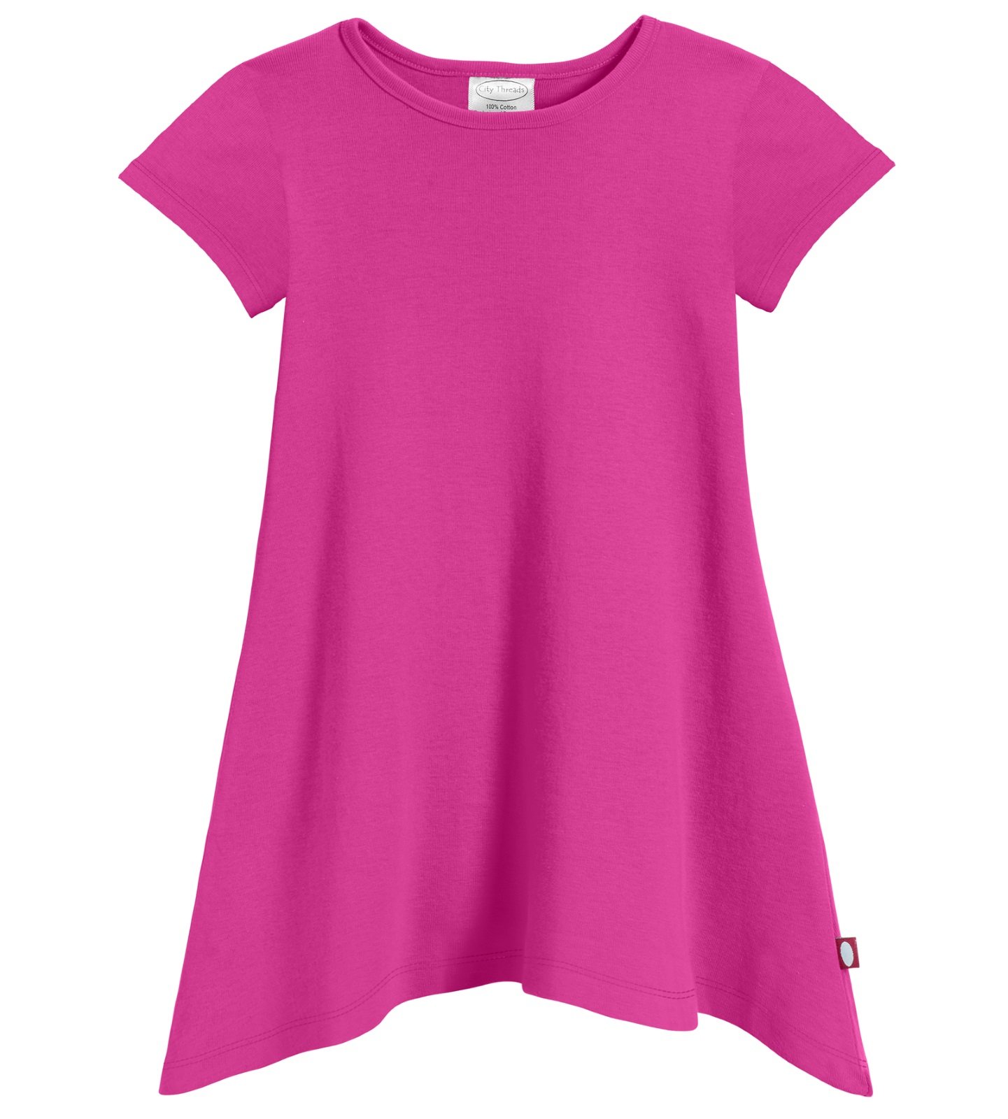 City Threads Girls' Shark Bite Short Sleeve Tunic Top Blouse Shirt Stylish Modern All Cotton
