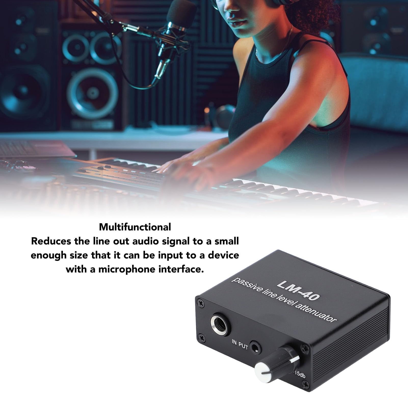 Garosa Atténuateur Sonore Professionnel LM40 Contrôle du Volume Passif avec Ports 6.5mm et 3.5mm pour Studio d'enregistrement Salle de Conférence Équipement Audio Professionnel