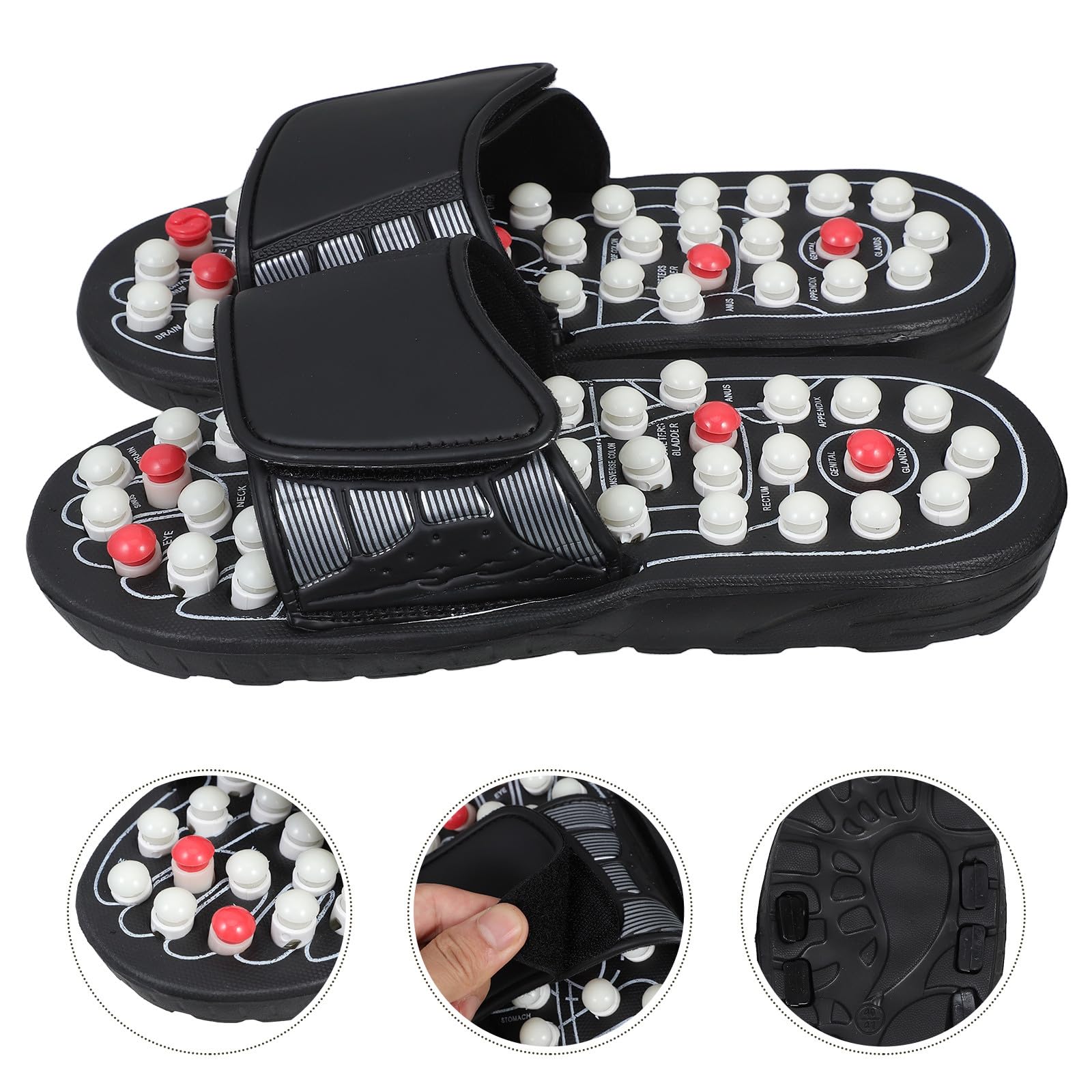 UPKOCH Akupunktur Massage Slipper aus Gummi mit Verstellbaren Riemen Rutschfeste Fußmassage Hausschuhe für Damen und Herren Fußentspannungsschuh für Zuhause und Wellness