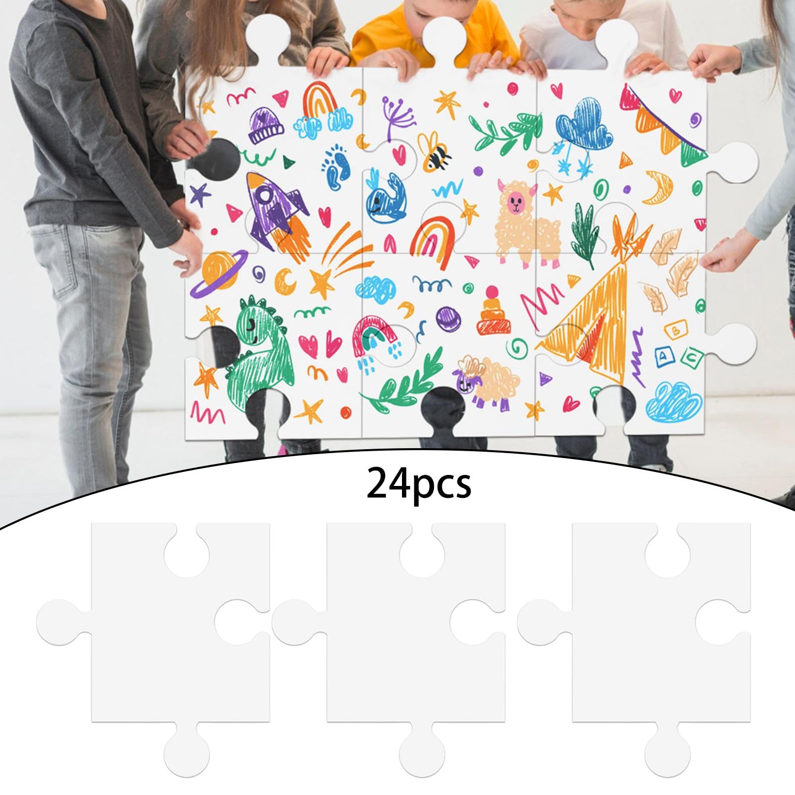 Harilla 24 weiße, Leere Puzzles aus Karton (30,5 x 28 cm) für und Erwachsene – Bastelvorlagen