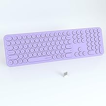 UBOTIE Wireless Purple Keyboard, Bluetooth 2.4GHz Dural Mode Connection Scissor Switches Slim Quiet Round Keycaps Full Size Office Computer Keyboards for PC MAC Smart Phones