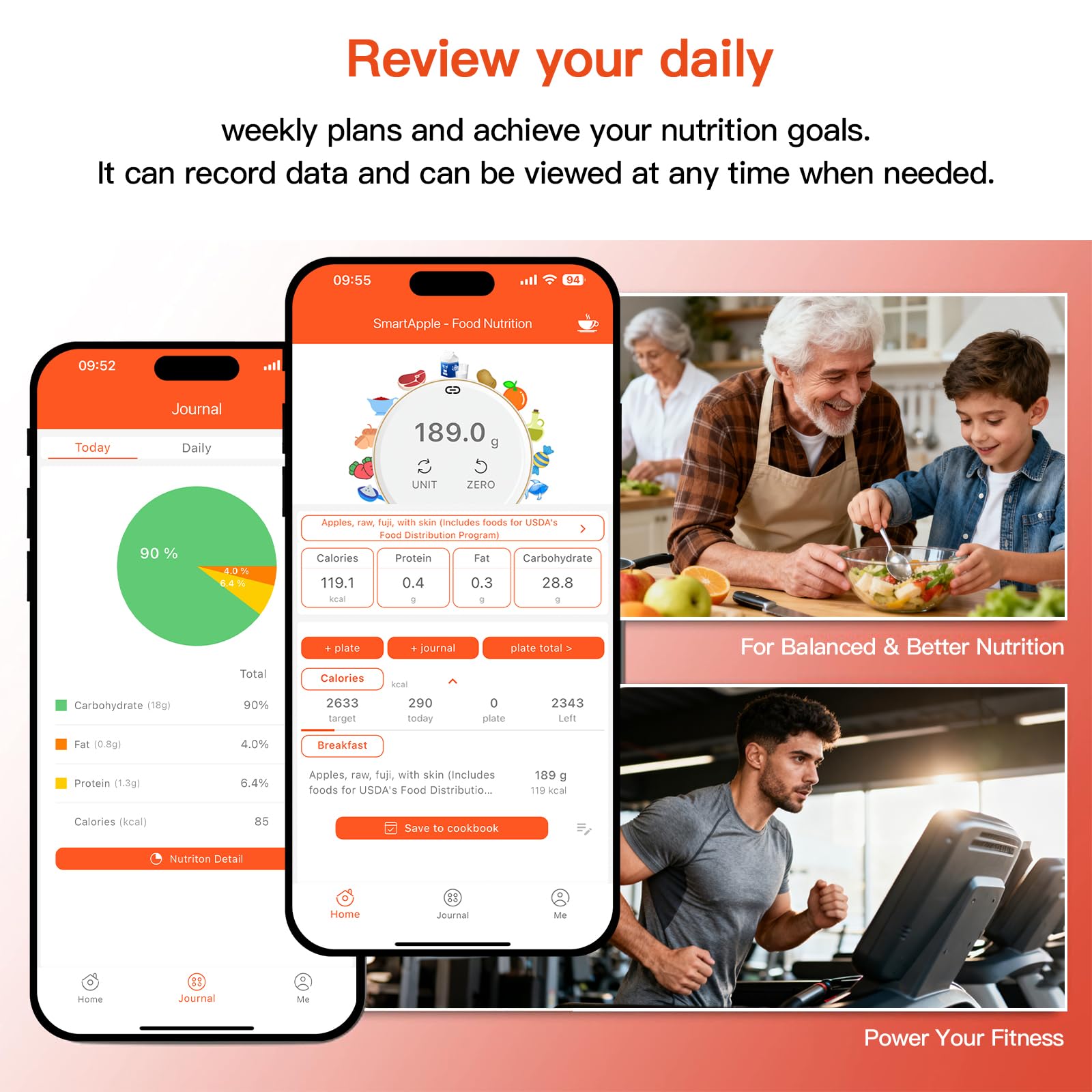 MAXUS Bilancia nutrizionale con controllo app, bilancia intelligente per alimenti e bilancia da cucina, capacità 2000 g/1 g, 5 unità, monitoraggio dei nutrienti, dati alimentari personalizzati