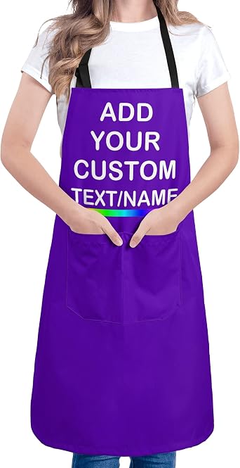 Personalized Apron Add Image Text Name Custom Design Chefs Kitchen Cooking Aprons