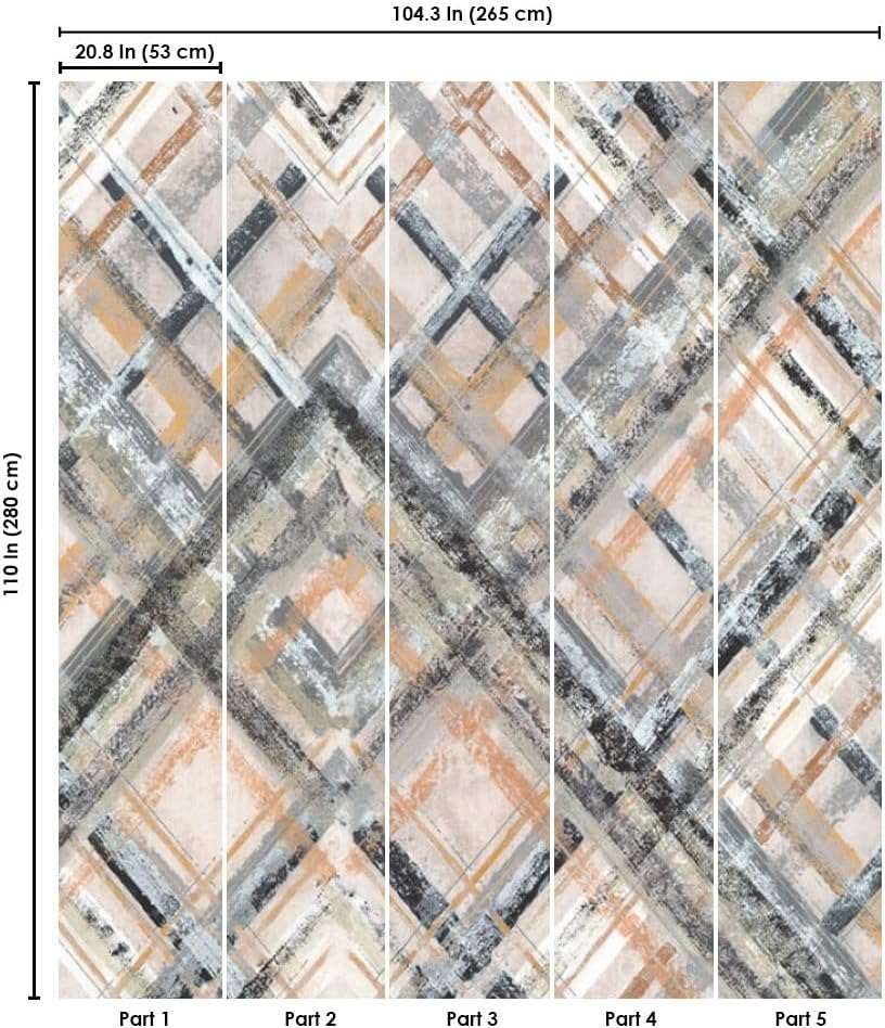 Miniatura 2 de CONCORD WALLCOVERINGS  Papel pintado geométrico para dormitorio, rombos, naranja gris crema, 104 pulgadas de ancho x 110 pulgadas de alto, 5 partes