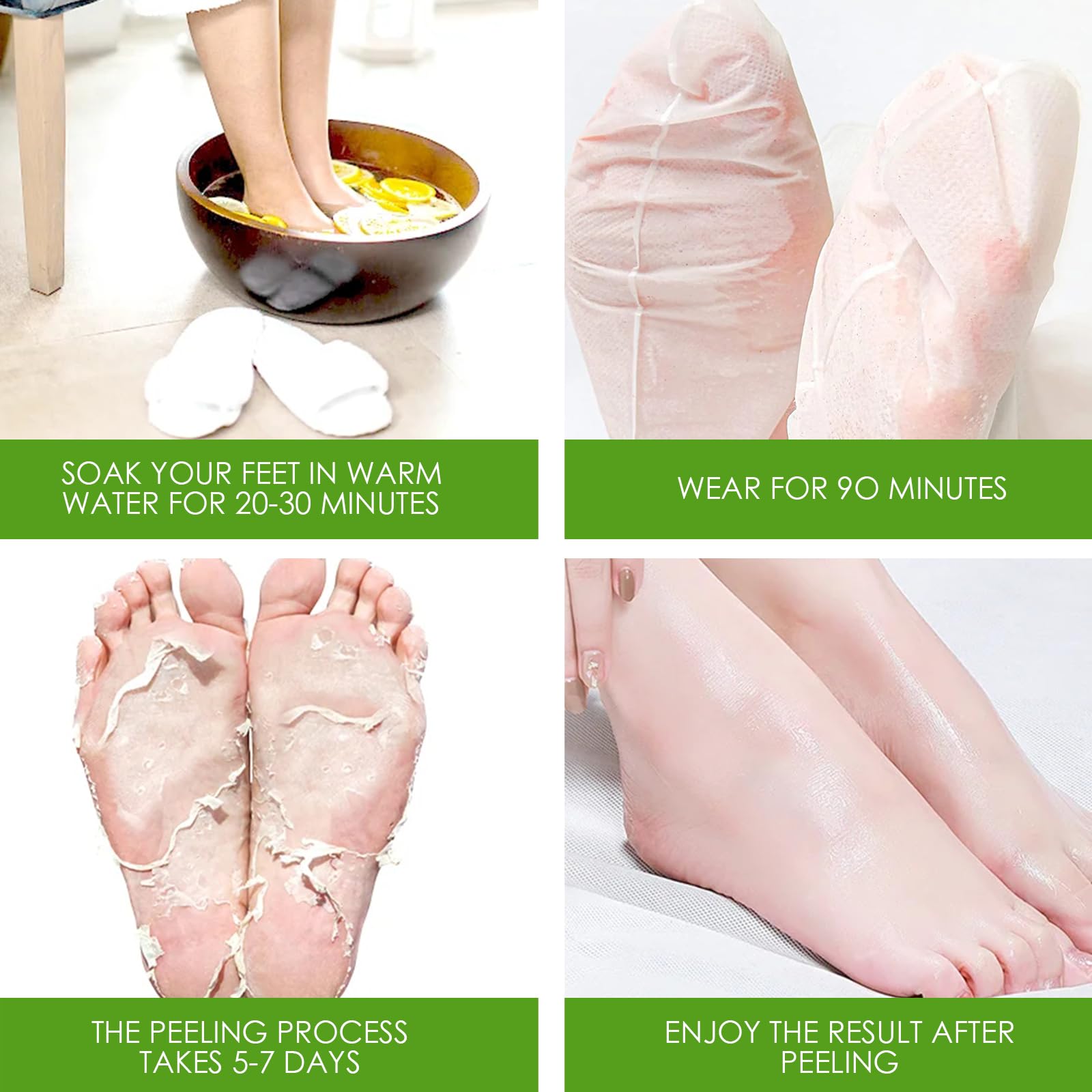 2 Paires Masque Pied, Masque Peeling Pieds et Nourrissant, Beauté pour Pied Secs et fendillés, Pieds Doux, Füße, Pour Femmes Hommes(Aloe Vera)