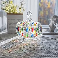 Vista 9 de MAGCOLOR Elegant-Hand Painted Colorful Large Crystal Glass Candy Box,Christmas Candy jars with Lid,Storage Jewelry Jar,Candy dish covered,Great Gift