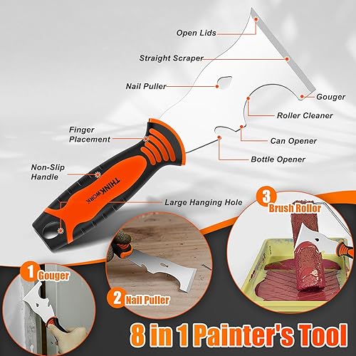 Miniatura 4 de THINKWORK Juego de cuchillos para paneles de yeso, 10 piezas de acero inoxidable, kit de herramientas manuales para paneles de yeso, incluye