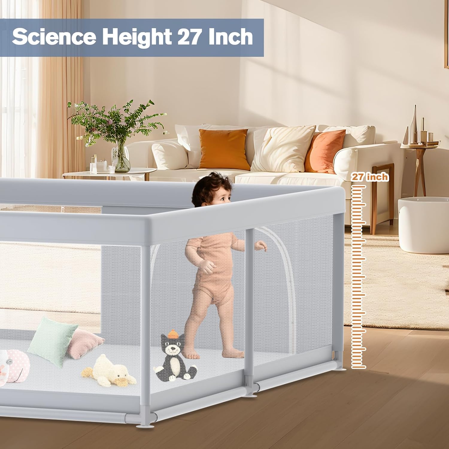 Size 79x79 Color Grey  Extra Large Baby Playpen 79×79 Inch, Playpen with 2 Zipper Door for Babies and Toddlers, Play Pen Pin Indoor Outdoor Baby Play Fence