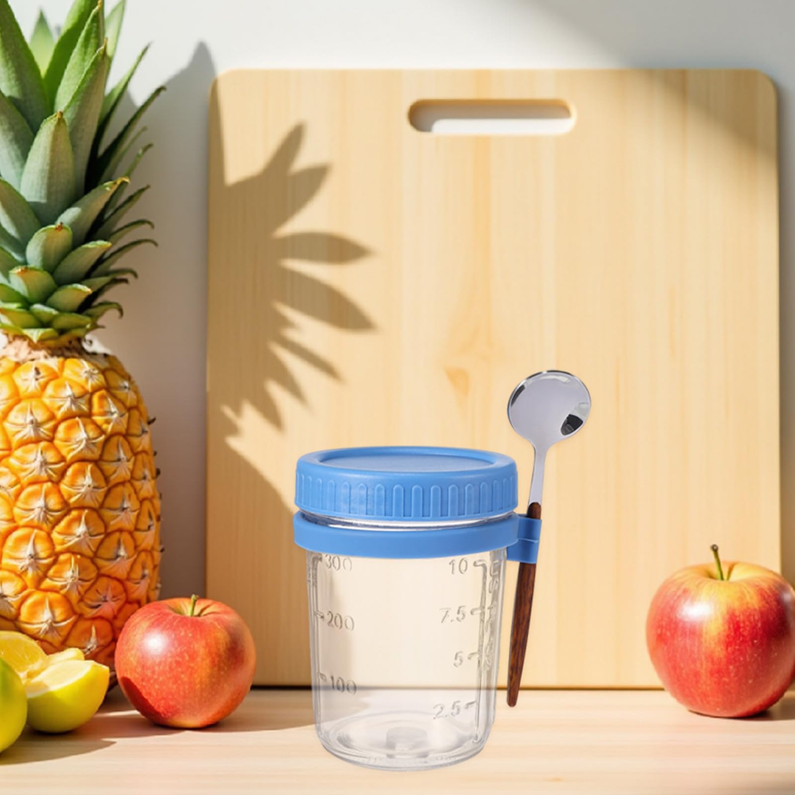 DOITOOL 4 contenitori in vetro per fiocchi d'avena per la notte con cucchiai - Barattoli da 350 ml per fiocchi d'avena per la notte - Contenitore per d' a prova di perdite Barattolo per la