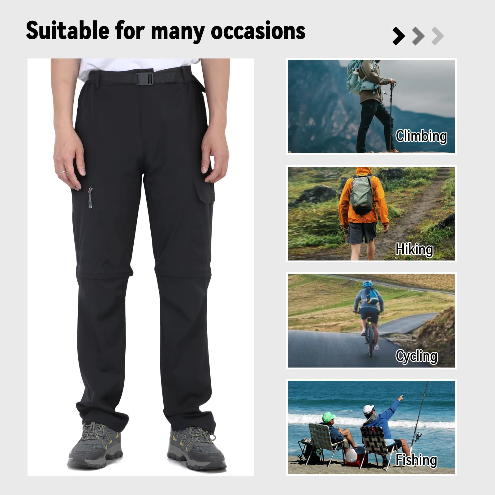 LHHMZ Pantalones de senderismo para hombre, ligeros, con cremallera, casuales, de secado rápido, para viajes, pesca, pantalones cortos