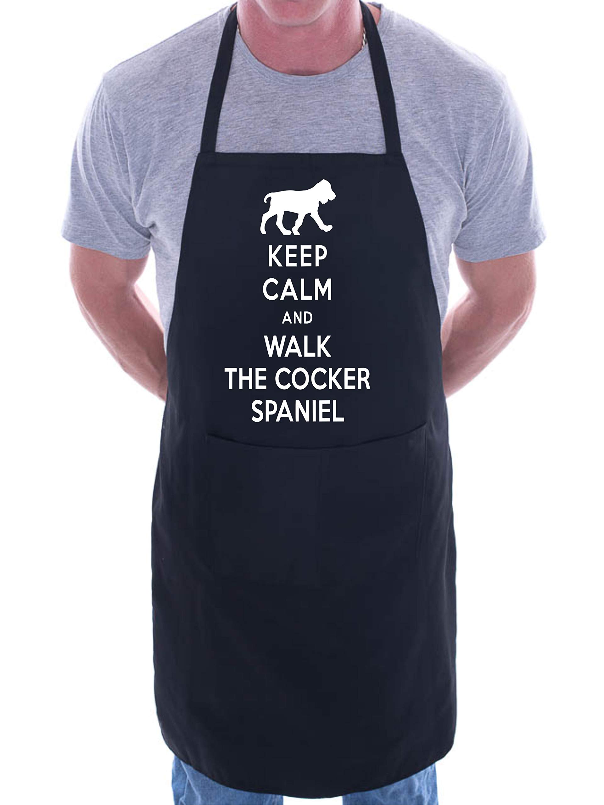 Print4u Men's Black Apron Bbq Novelty Cooking Keep Calm And Walk Cocker Spaniel Dog