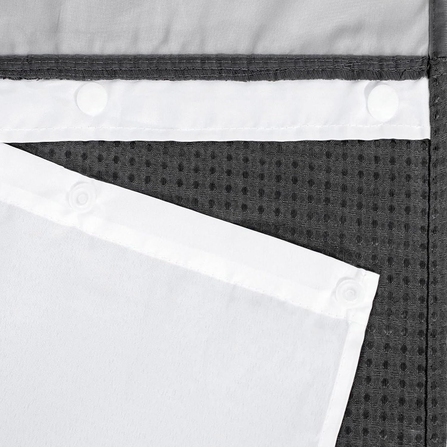 River Dream Rideau de Douche à Tissage gaufré avec Doublure à Clipser – 180 x 188 cm (l x H), de qualité hôtelière, Rideau de Bain Semblable au Spa, Gris Graphite