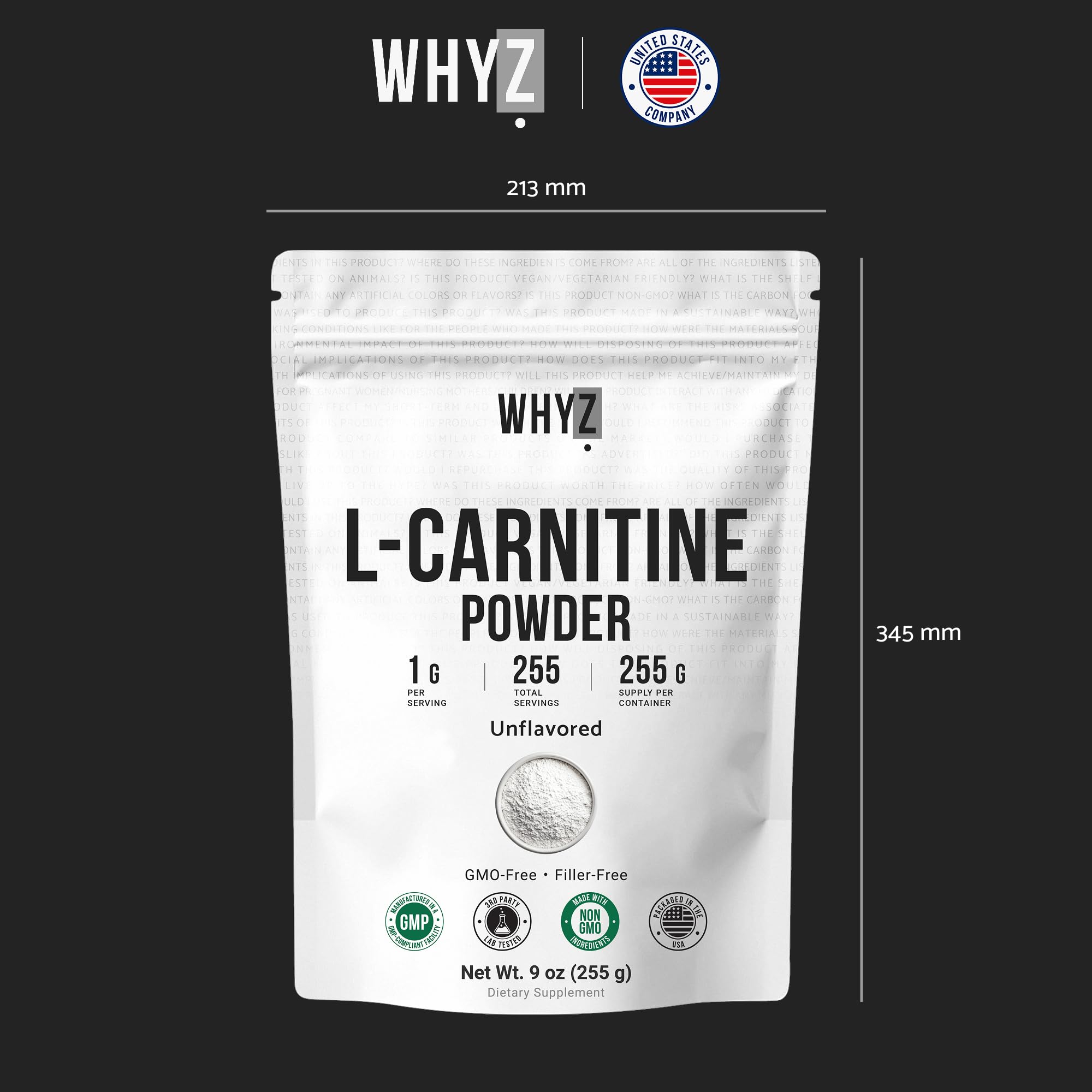L-Carnitine Powder Unflavored Carnitine Supplement Amino Acid Powder for Nutrition and Active Lifestyle Non-GMO, Zero-Additives & Gluten Free, 255g (9 oz) — Amazon image 7