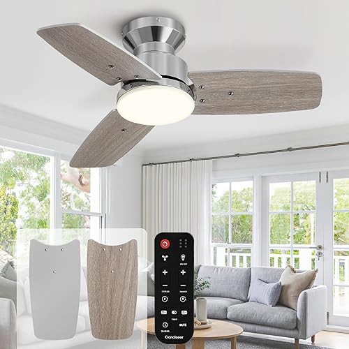 Miniatura 24 de Modernos ventiladores de techo de 42 pulgadas con luces y control remoto, dormitorio, sala de estar, oficina, montaje empotrado, 18 W, 3CCT