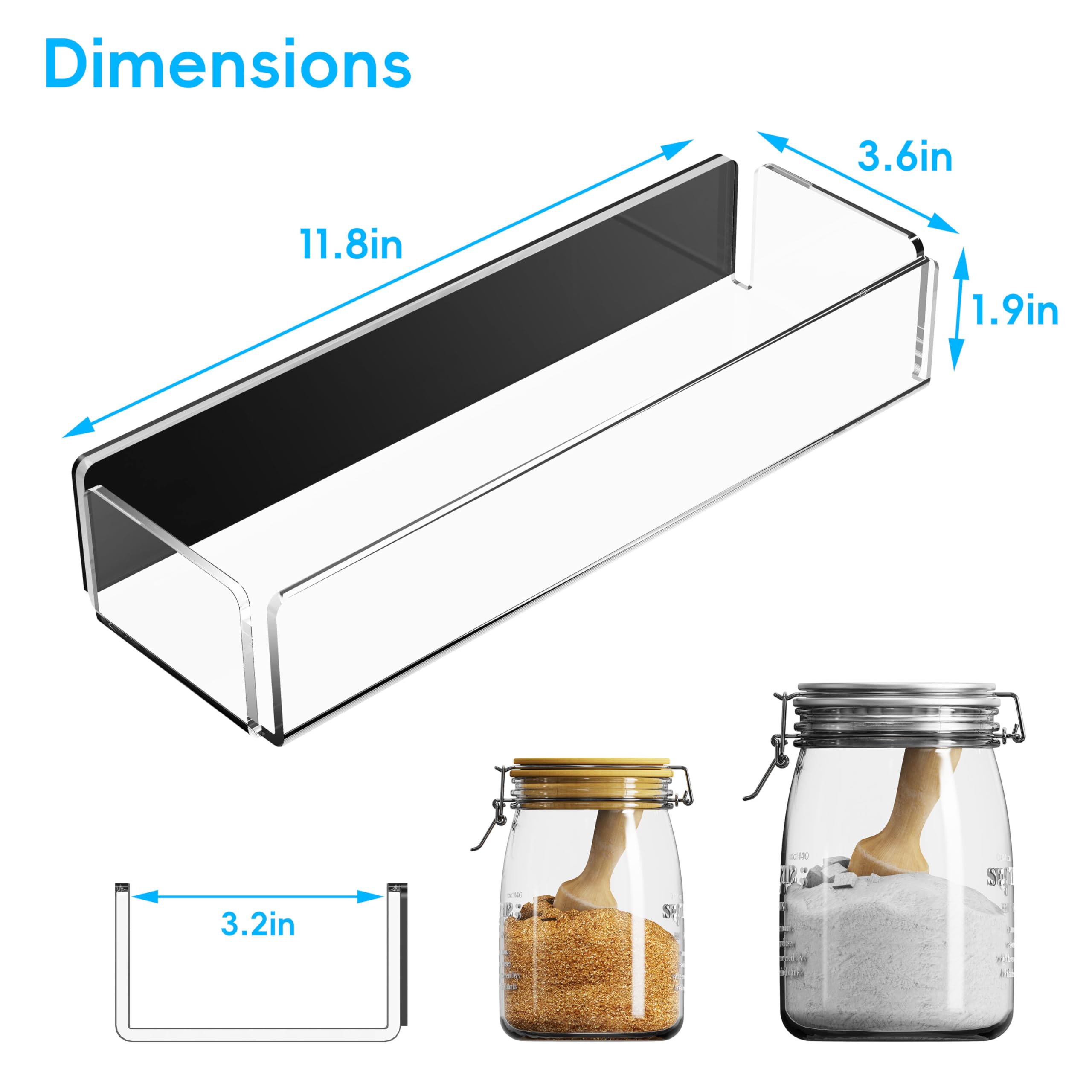 Paquete de 4 estantes acrílicos para especias para refrigerador y horno, organizadores magnéticos para nevera y almacenamiento, transparente