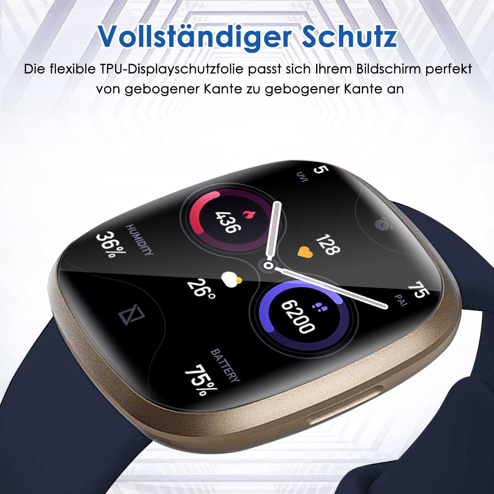 Proteggi Schermo In Vetro Temperato ZCIBN Per Fitbit Versa 2, 4 Pezzi, Durezza 9H, Anti Impronte, Trasparente