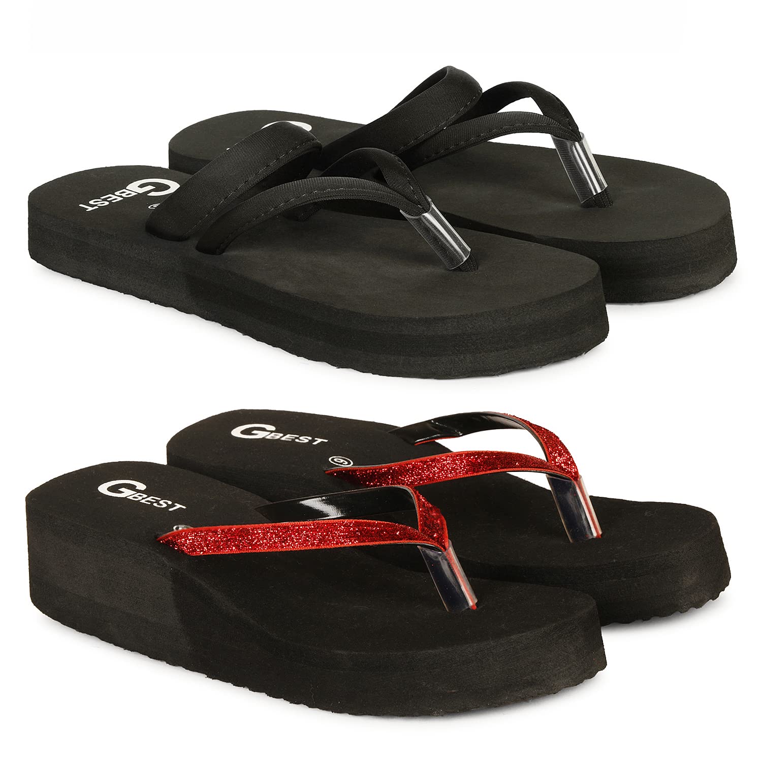 G BEST Combo of Soft & Comfortable Slippers & Flip-Flops for Women & Girls for Daily Use Home Outside Red, Black Color(Size 6) (B0BTVQBVDW) Amazon Price History, Amazon Price Tracker
