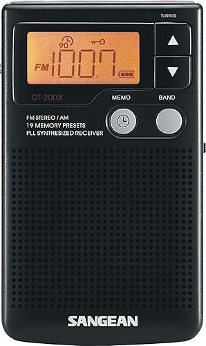Sangean DT-200X FM-StereoAM Radio de bolsillo digital de afinación negra
