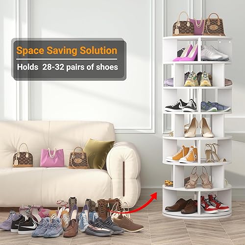 Miniatura 3 de Aheaplus Estante giratorio para zapatos, zapatero giratorio de 7 niveles, 360 estantes giratorios para zapatos, organizador para armario, exhibición