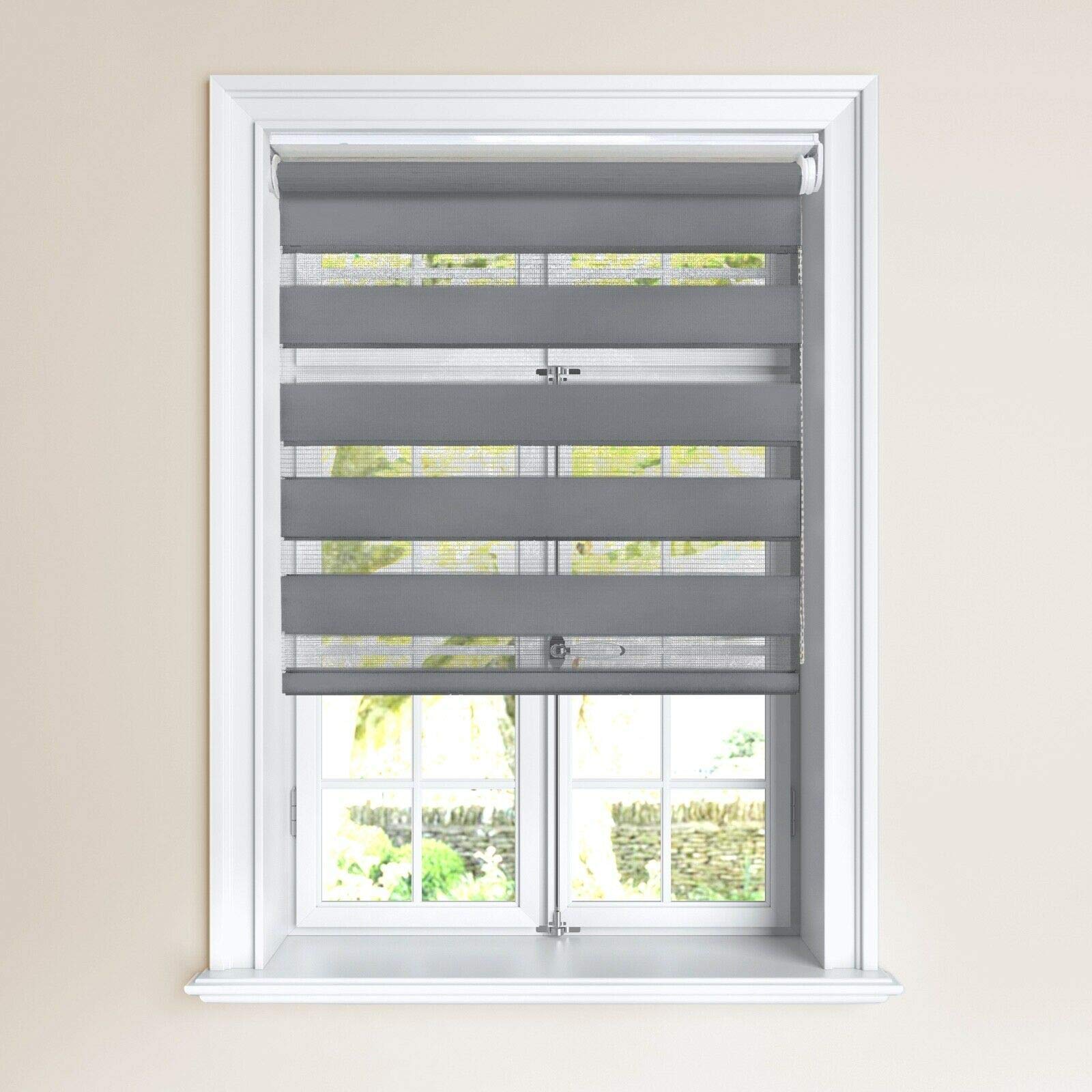 Lister Cartwright Premium Quality Zebra Blind Day & Night Blind Roller Blinds fashionable, Grey 90 x 165 cm