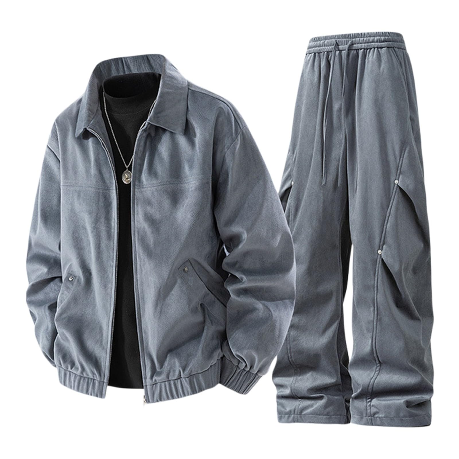 Tuta sportiva da uomo Deim casual con cappuccio tuta sportiva set morbido chic completo con zip completa felpa con cappuccio e pantaloni da jogging da uomo, set completo a buon mercato