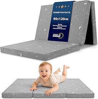Klappmatratze Faltbare Reisebett Baby Matratze 60x120cm - Faltmatratze für Kinder Gästematratze klappbar Babymatratze Bodenmatratze Schlafmatratze und Reisematratze 60 x 120 cm Monde