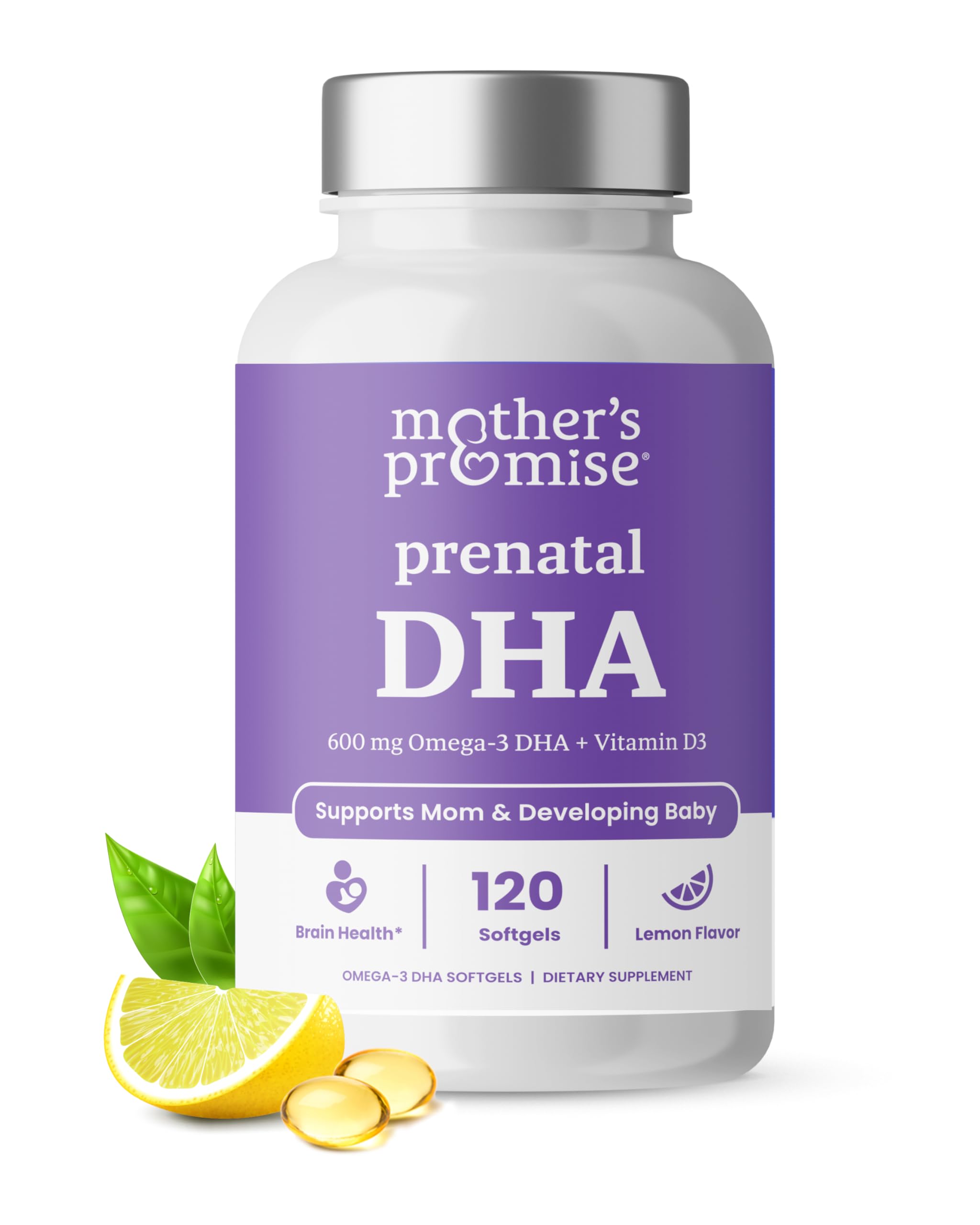Prenatal DHA for Women 600mg + 400 IU Vitamin D3 | 120 Softgels | Supports Brain Health | Triglyceride Omega 3 Fish Oil DHA Prenatal Vitamins for Pregnancy & Nursing | 300mg per Capsule