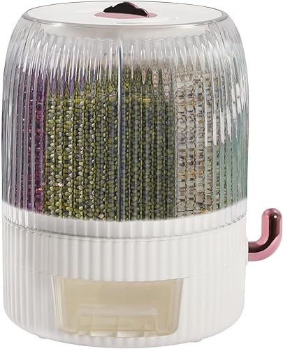 Miniatura 3 de Xuthusman Contenedor de almacenamiento de arroz y granos de 6 rejillas, dispensador de alimentos giratorio de 360 para granos pequeños, frijoles,