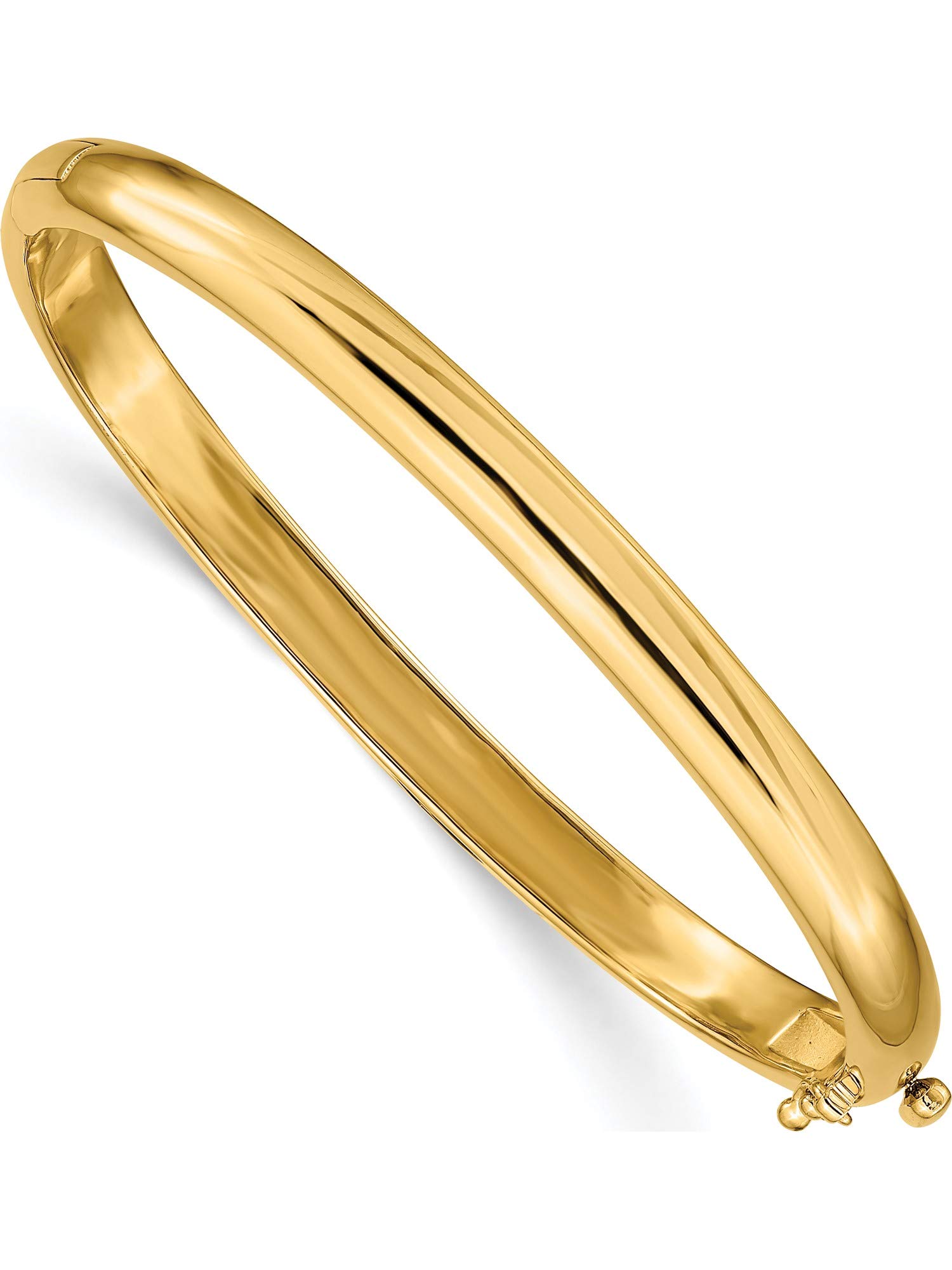 14K Yellow Gold 5 6Mm Polished Solid Hinged Bangle Bracelet Length 6 75 Width 5 6