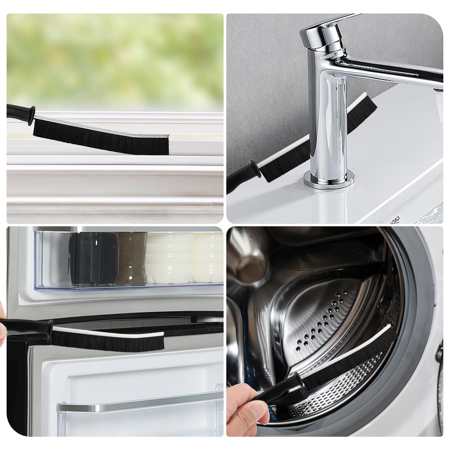 Kit 14 Spazzole Per Pulizia Fessure - Per Finestre, Bagno E Cucina Con Ganci Adesivi