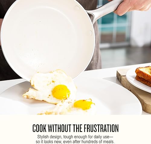 Miniatura 7 de Alva Mobi - Juego de utensilios de cocina antiadherentes de cerámica de 8 piezas, ollas y sartenes sin tóxicos con tapa, aptos para inducción y