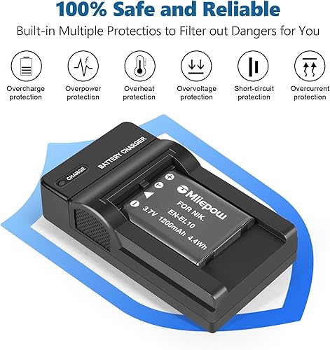 Miniatura 5 de 2 Pack EN-EL10 Battery and Micro USB Charger Compatible with Nikon Coolpix S60, S80, S200, S205, S220, S230, S500, S510, S520, S570, S600, S700,