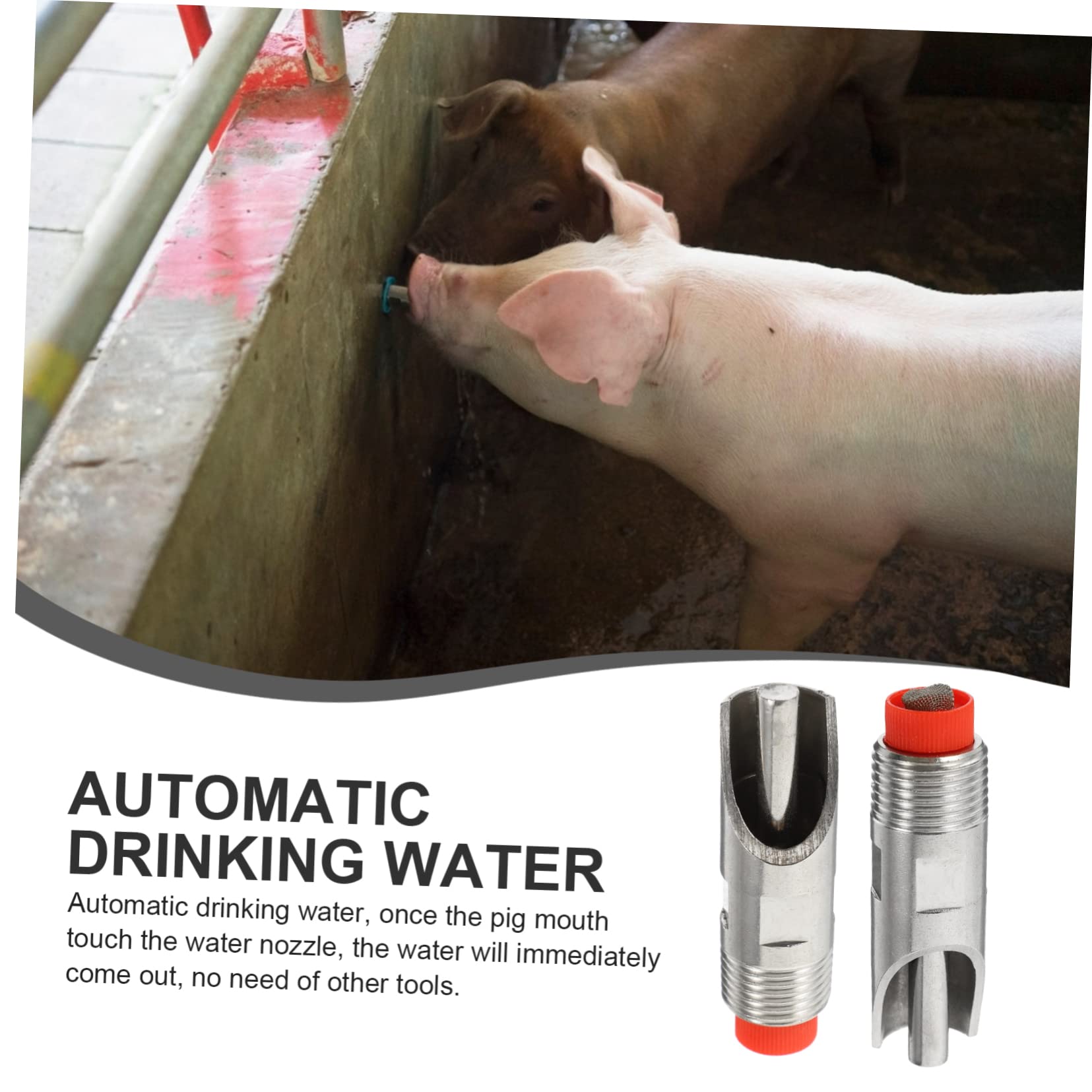 Abbeveratoio Automatico 10 Pezzi per Acciaio Inox Suinetti | Polietilene, Montaggio in Fattoria, Anti-perdita, Erogazione Automatica, Adatto a Suini e Ovini