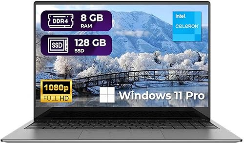 thunderb Laptop E156S de 15.6 pulgadas, Intel Quad-Core, 8 GB de RAM, SSD de 128 GB, Win 11 Pro, huella digital, teclado retroiluminado, HDMI,