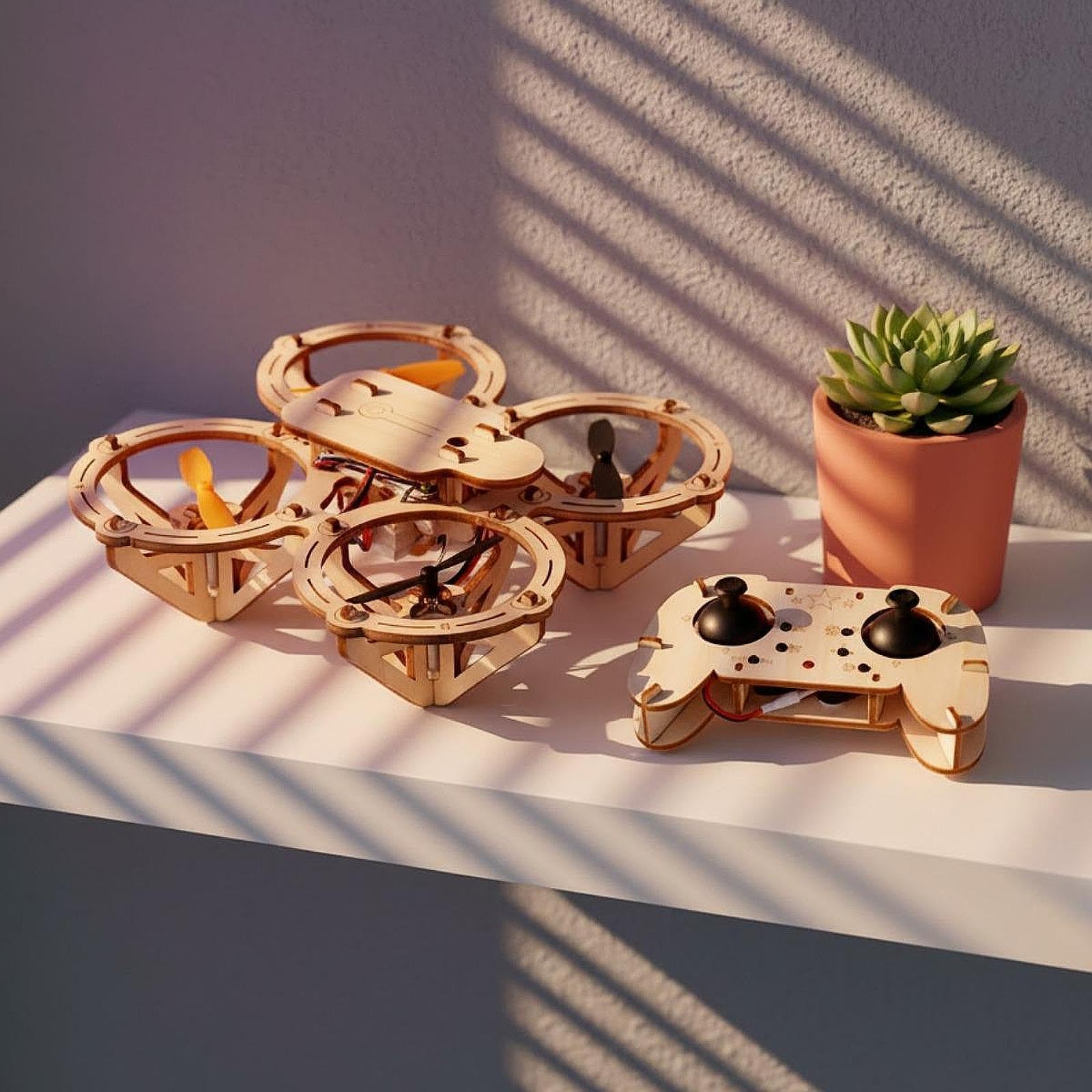 Kit Scientifique de Quadricoptère en Bois à Monter Soi-même - Assemblage Simple et Polyvalent pour Les Enfants de 8 Ans et Plus