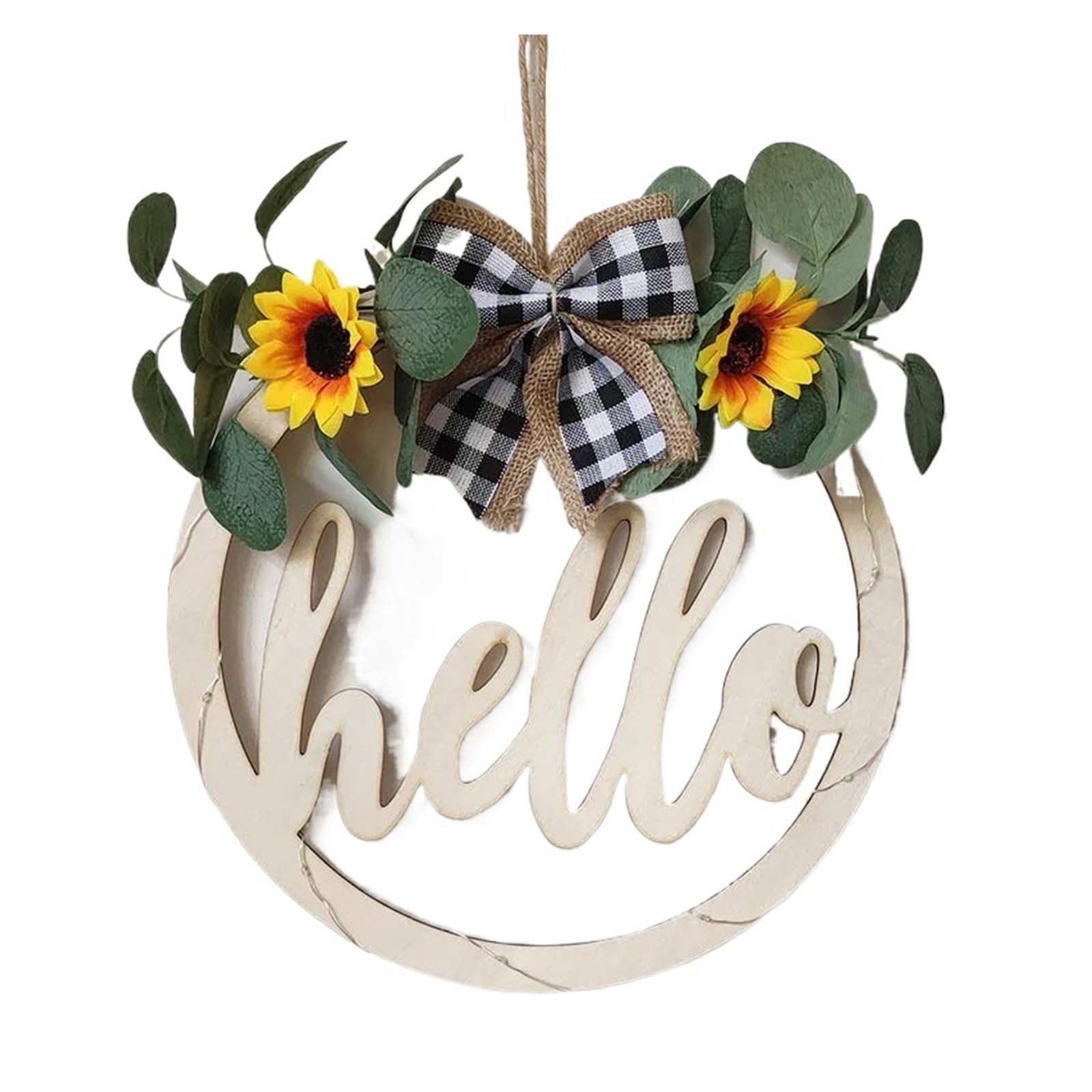 Front Door Wreath Welcome Sign 30cm Hello Sign Wreath Front Door Hanging Decor Spring Garland Home Decoration