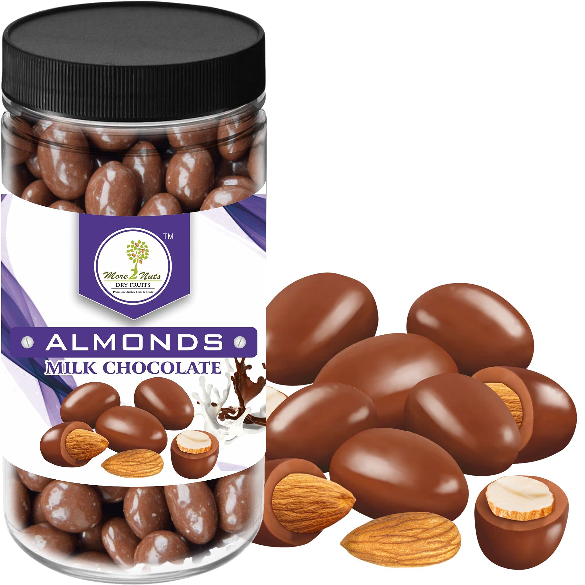 Chocolate Coated Almonds Milk Chocolate Covered Nuts 250 Gm Jar Packing (Milk)
