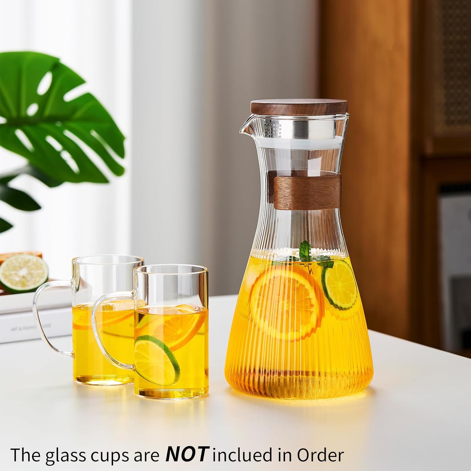 52OZ Glass Pitcher with Lid and Spout, Water Jug, 1500ml Carafe for Hot/Cold Water, Large Iced Tea Pitcher for Coffee, Juice and Homemade Beverage - Image 6