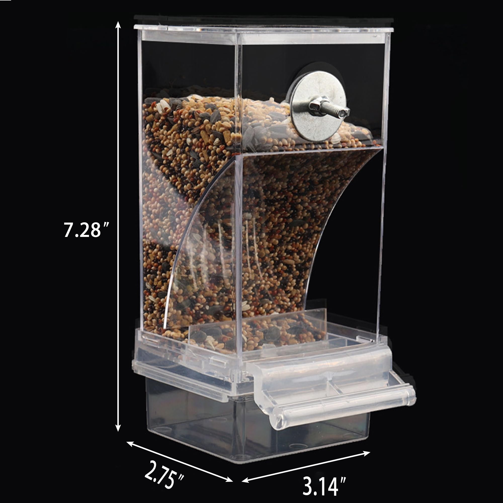 Mangeoire Automatique à Oiseaux en Acrylique sans désordre – Accessoire de Cage pour Perroquet, canari, cacatoès, la Plupart des Oiseaux (Lot de 1)