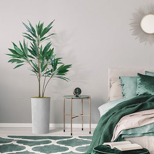 Miniatura 5 de Árbol artificial en macetero con efecto de mármol blanco, árbol de dracaena falso de seda para decoración del hogar en interiores y exteriores,