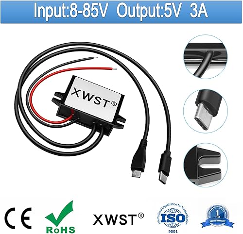 Vista 15 de DC 8-85V a 5V Convertidor USB 12V 24V 36V 48V 60V 72V a 5V 3A 15W con adaptador de corriente de salida micro y USB, convertidor de voltaje Buck