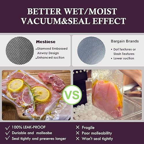 Miniatura 3 de Mesliese - Rollos de bolsas selladoras al vacío para ajuste personalizado de 11 x 16 pies, paquete de 3 unidades de 8 x 16 pies, paquete de 3