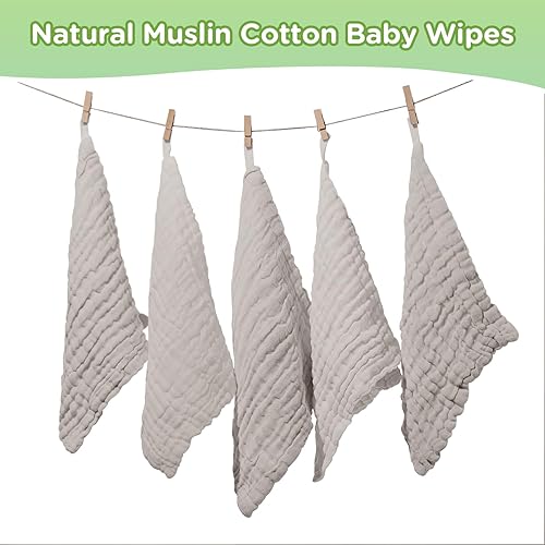 Miniatura 5 de Breling 20 paños de muselina para bebé, 12 x 12 pulgadas, 100% algodón, suave y absorbente, paño de muselina para eructos, toalla para recién