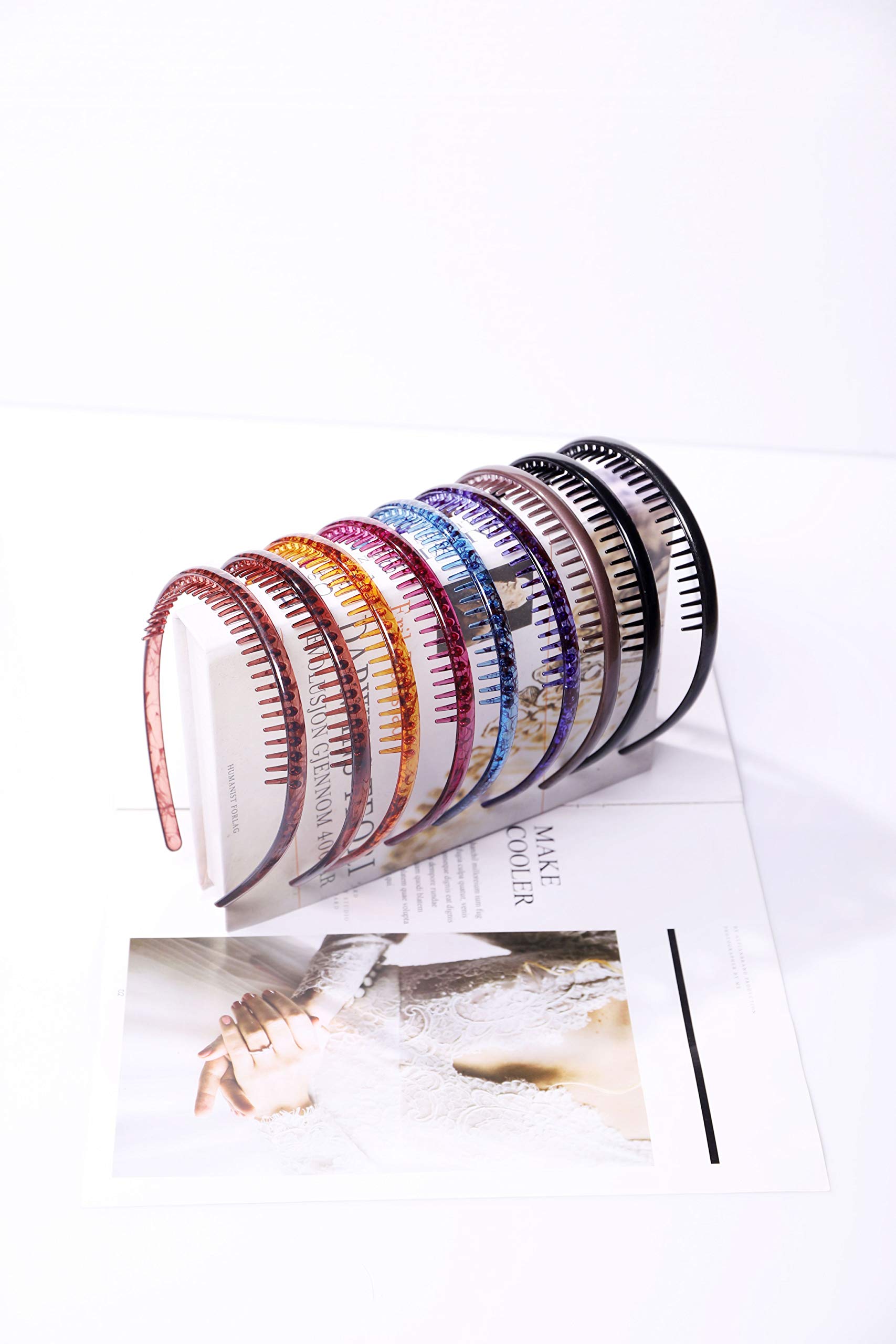 Multicolor Resin Teeth Comb Hair Hoop Headband for Women Gentle Stylish Amazon.com : JOBAND 4-Pack Multi-colored Resin Teeth Hair  main image 4