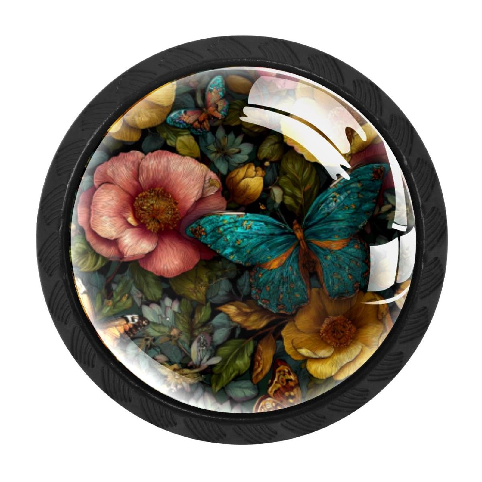 CHENZZZZ 4 Pack Butterfly Flower Kitchen Cabinet Knobs Drawer Knobs Door Dresser Handles for Personalized Gifts Great for Any Occasion