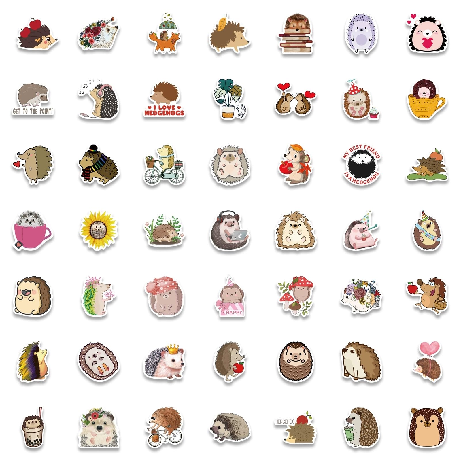Cute Hedgehog Stickers 100PCS for Water Bottles Phone Laptop Luggage Scrapbook Bike Car Helmet Refrigerator Skateboard,Cartoon Cute Animals Waterproof Decals for Teens Kids Adults - Image 2