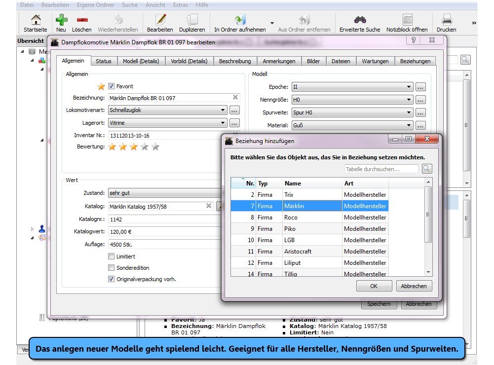 Stecotec Modellbahn-Verwaltung Software Katalog Datenbank Zubehör
